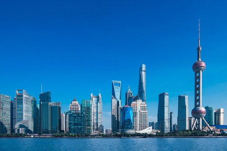 Shanghai Shoreline Showcasing World Financial Center
