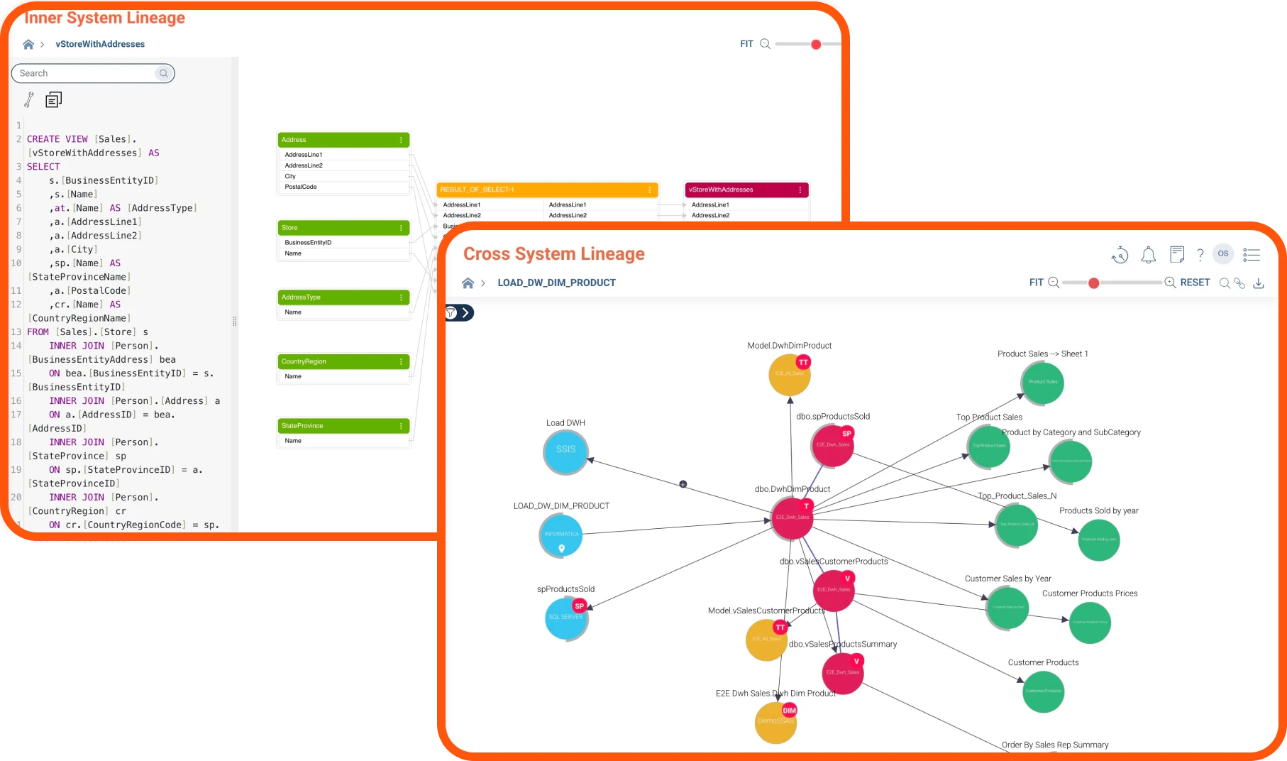 Screenshots von Octopai Data Lineage