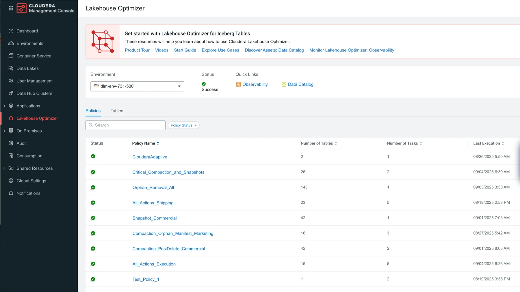 Screenshot von Lakehouse Optimizer