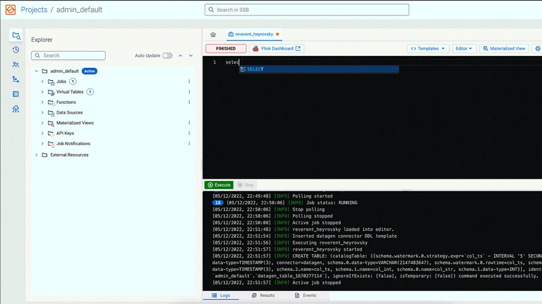 SQL Streambuilder – Produkt-Screenshot